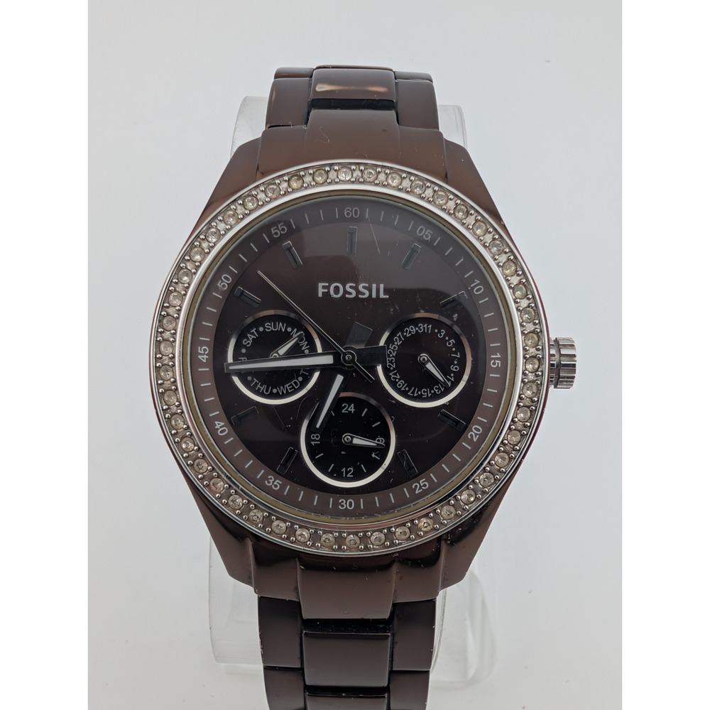 Fossil Stella Women's Watch 38mm Case Brown 7.25" Band ES-2949 New Battery